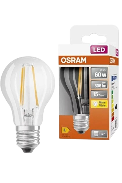 VALUECLA60 6,5W/827 FİLAMENTLİ  DEKORATİF LED AMPUL