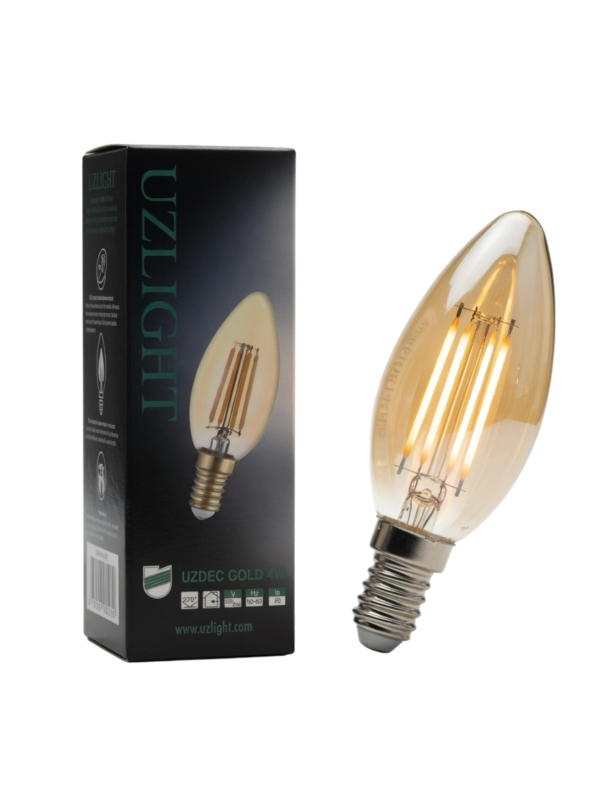UZDEC GOLD 4W DEKORATİF FİLAMENTLİ MUM AMPUL